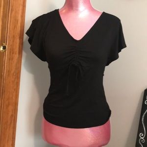 Black shirt with tie detail in front